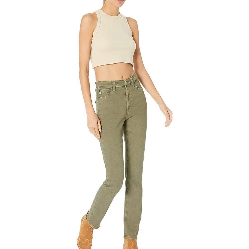 Ag The Alexxis Ultra High Rise Vintage Jean Sulfur Army Green Olive New With Tag